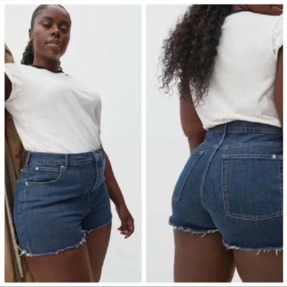 Everlane The Way High Organic Denim High Waist Cutoff Shorts Medium Wash-Size 27 - Picture 1 of 10
